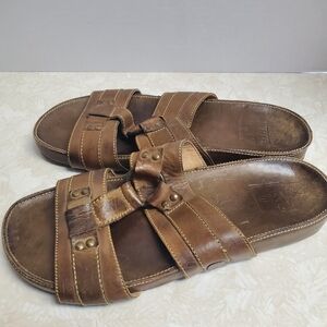 Frye Men's Brown Leather Slide Sandals